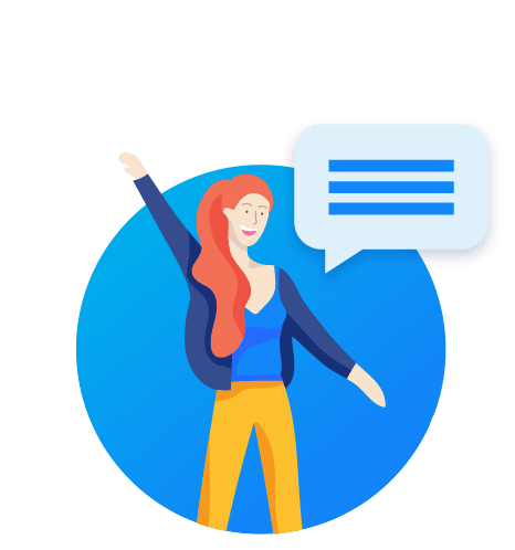 Illustration of a lady with a speech bubble